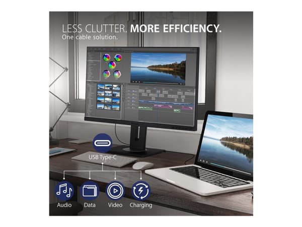 ViewSonic Ergonomic VG2755-2K - LED-skjerm - 27" - 2560 x 1440 QHD @ 100 Hz - IPS - 350 cd/m² - 1000:1 - 5 ms - HDMI, DisplayPort, USB-C - høyttalere