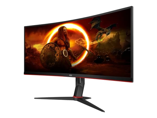 AOC Gaming CU34G2X/BK - LED-skjerm - gaming - kurvet - 34" - 3440 x 1440 WQHD @ 144 Hz - VA - 300 cd/m² - 3000:1 - 1 ms - 2xHDMI, DisplayPort - svart