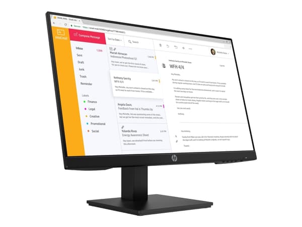 HP P24h G4 - LED-skjerm - 24" (23.8" synlig) - 1920 x 1080 Full HD (1080p) @ 75 Hz - IPS - 250 cd/m² - 1000:1 - 5 ms - HDMI, VGA, DisplayPort - høytt