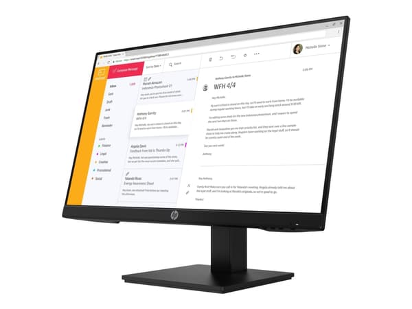 HP P24h G4 - LED-skjerm - 24" (23.8" synlig) - 1920 x 1080 Full HD (1080p) @ 75 Hz - IPS - 250 cd/m² - 1000:1 - 5 ms - HDMI, VGA, DisplayPort - høytt