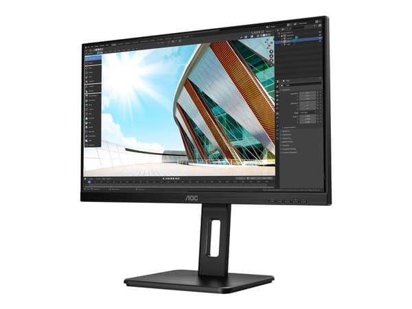 AOC Q24P2Q - LED-skjerm - 23.8" - 2560 x 1440 QHD @ 75 Hz - IPS - 250 cd/m² - 1000:1 - 4 ms - HDMI, VGA, DisplayPort - høyttalere - svart