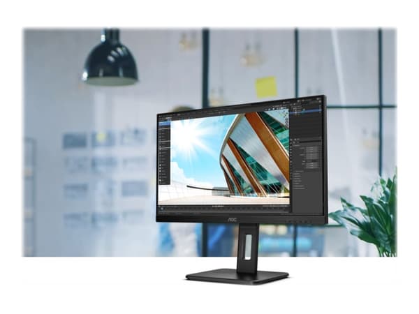 AOC Q24P2Q - LED-skjerm - 23.8" - 2560 x 1440 QHD @ 75 Hz - IPS - 250 cd/m² - 1000:1 - 4 ms - HDMI, VGA, DisplayPort - høyttalere - svart