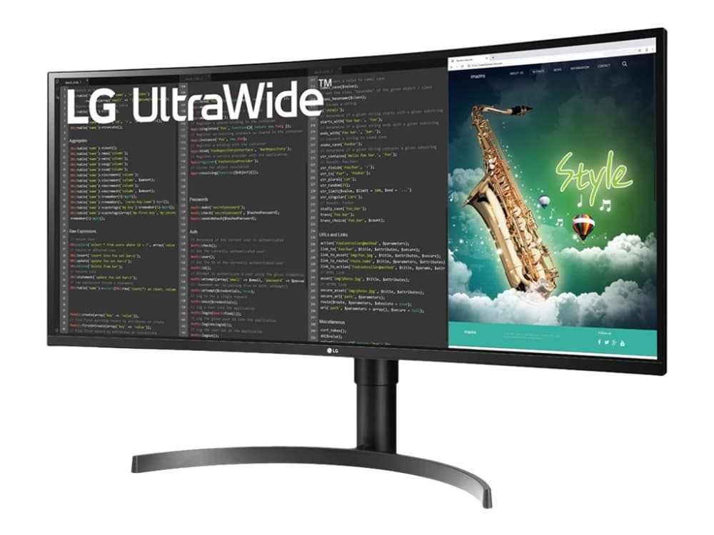 LG 35WN75C - LED-skjerm - kurvet - 35" - 3440 x 1440 UWQHD @ 100 Hz - VA - 300 cd/m² - 2500:1 - HDR10 - 5 ms - 2xHDMI, DisplayPort, USB-C - høyttaler
