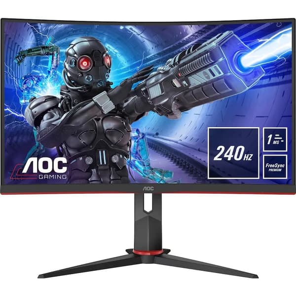 AOC | Gaming C32G2ZE/BK - LED-skärm - Böjd - 31,5" (1920 x 1080) - @240Hz - VA-panel - 1ms | Svart/röd
