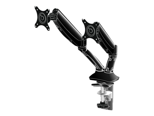 Iiyama DS3002C-B1 - Monteringssats - justerbar arm - för 2 monitorer - svart - skärmstorlek: 10"-27" - disk-monteringsbar