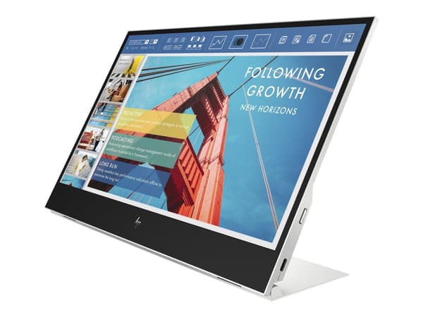 HP E14 G4 Portable - LED-skjerm - 14" - portabel - 1920 x 1080 Full HD (1080p) @ 60 Hz - IPS - 400 cd/m² - 800:1 - 5 ms - 2xUSB-C - sølvstativ
