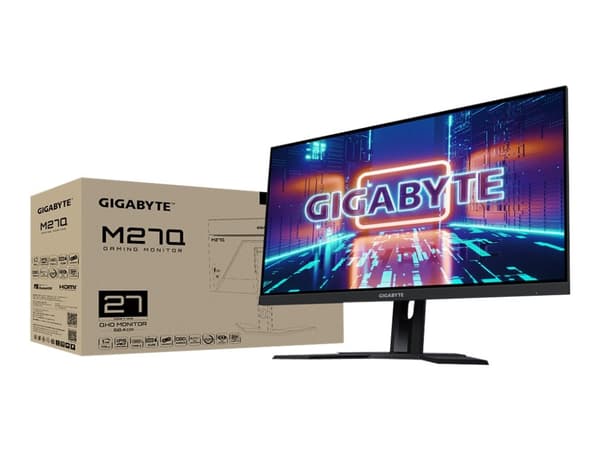 Gigabyte M27Q - LED-näyttö - 27" - 2560 x 1440 QHD @ 170 Hz - IPS - 350 cd/m² - 1000:1 - DisplayHDR 400 - 0,5 ms - 2xHDMI, DisplayPort, USB-C, USB-C