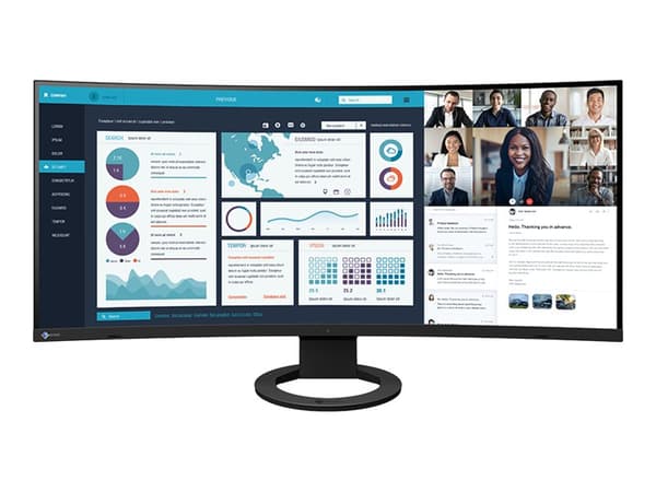 EIZO FlexScan EV3895-BK - Med FlexStand - LED-skjerm - kurvet - 37.5" - 3840 x 1600 UWQHD+ @ 61 Hz - IPS - 300 cd/m² - 1000:1 - 5 ms - 2xHDMI, Displa Sort