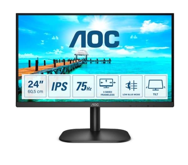 AOC B2 24B2XD, 60,5 cm (23.8"), 1920 x 1080 pixlar, Full HD, LED, 4 ms, Svart