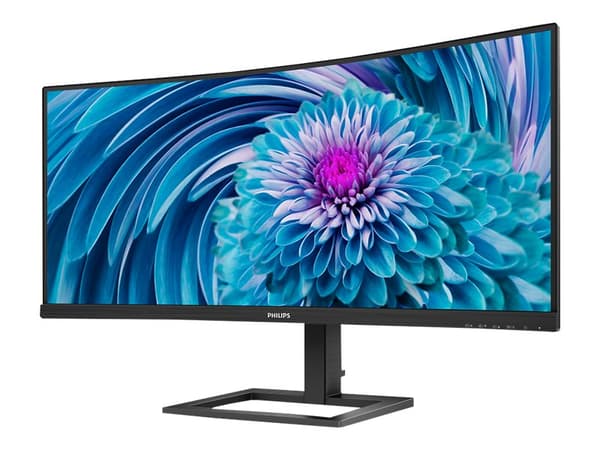 Philips E-line 346E2CUAE - LED-skjerm - kurvet - 34" - 3440 x 1440 UWQHD @ 100 Hz - VA - 300 cd/m² - 3000:1 - 1 ms - HDMI, DisplayPort, USB-C - høytt Sort