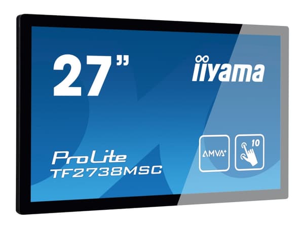 iiyama ProLite TF2738MSC-B2 - LED-skjerm - 27" - åpen ramme - berøringsskjerm - 1920 x 1080 Full HD (1080p) @ 60 Hz - A-MVA+ - 300 cd/m² - 3000:1 - 5