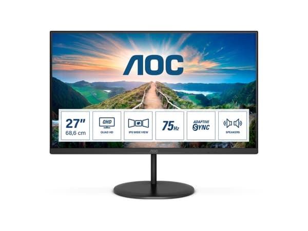 AOC V4 Q27V4EA, 68,6 cm (27"), 2560 x 1440 pixlar, 2K Ultra HD, LED, 4 ms, Svart