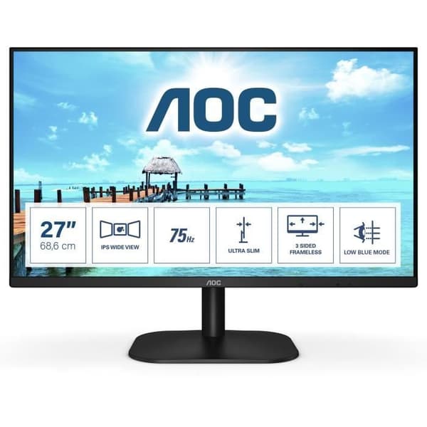 PC-skärm - AOC 27B2XH / EU - 27 FHD 75Hz - IPS-panel - 4ms - VGA / HDMI Svart
