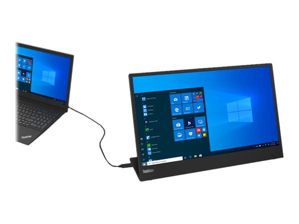 Lenovo ThinkVision M15 - LED-skjerm - 15.6" - portabel - 1920 x 1080 Full HD (1080p) @ 60 Hz - IPS - 250 cd/m² - 1000:1 - 6 ms - 2xUSB-C - ravnsort -