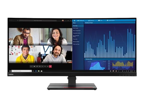 Lenovo ThinkVision P34w-20 - LED-skärm - böjd - 34.14" - 3440 x 1440 UWQHD - IPS - 300 cd/m² - 1000:1 - 4 ms - 2xHDMI, 2xDisplayPort, USB-C - korpsva