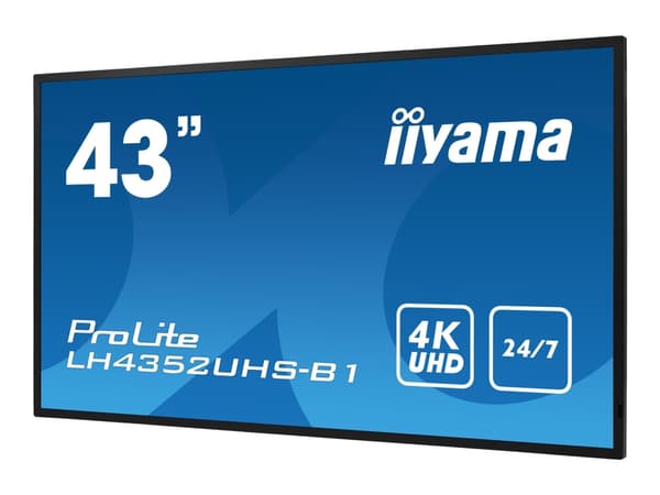 iiyama LH4352UHS-B1 infonäyttö Digitaalinen litteä infotaulu 108 cm (42.5") IPS 500 cd/m² 4K Ultra HD Musta Sisäänrakennettu prosessori Android 8.0 24/7