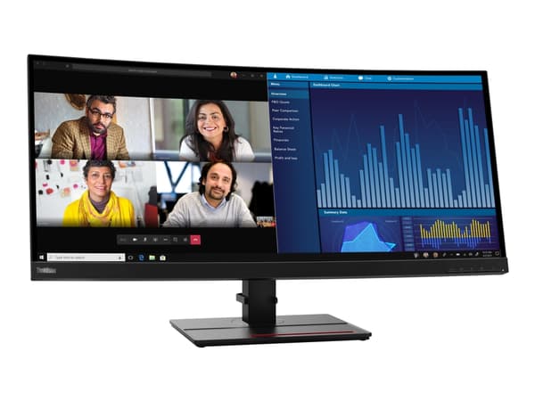 Lenovo ThinkVision P34w-20 - LED-skärm - böjd - 34.14" - 3440 x 1440 UWQHD - IPS - 300 cd/m² - 1000:1 - 4 ms - 2xHDMI, DisplayPort, USB-C - korpsvart