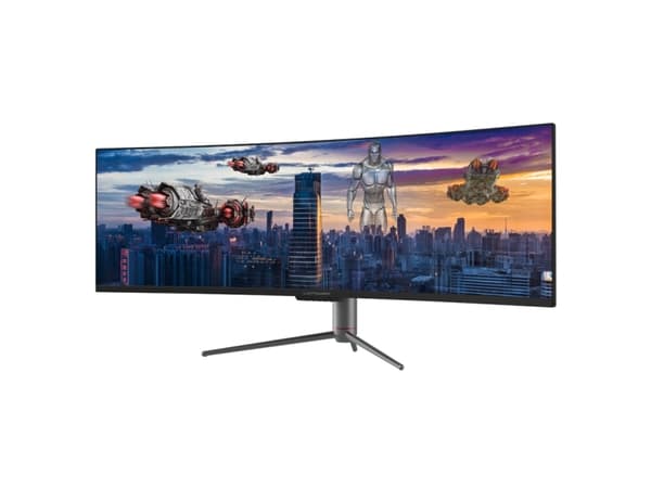 LC Power - QLED-monitor - kurvet - 49" - 5120 x 1440 Dual Quad HD @ 120 Hz - VA - 400 cd/m² - 3000:1 - 6 ms - 2xHDMI, 2xDisplayPort - antrasittsvart