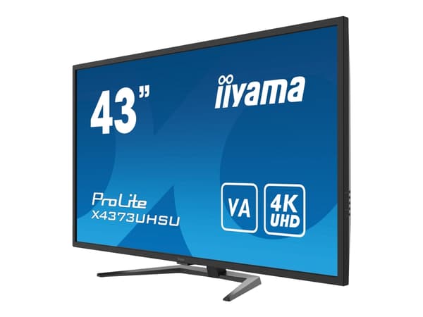iiyama ProLite X4373UHSU-B1 - LED-skärm - 43" (42.5" visbar) - 3840 x 2160 4K @ 60 Hz - VA - 400 cd/m² - 4000:1 - 3 ms - 2xHDMI, DisplayPort, Mini Di Svart