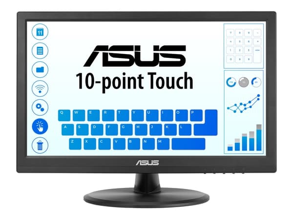 ASUS VT168HR - LED-skärm - 15.6" - pekskärm - 1366 x 768 WXGA @ 60 Hz - TN - 220 cd/m² - 400:1 - 5 ms - HDMI, VGA