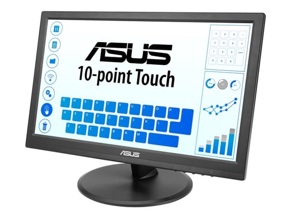 ASUS VT168HR - LED-skärm - 15.6" - pekskärm - 1366 x 768 WXGA @ 60 Hz - TN - 220 cd/m² - 400:1 - 5 ms - HDMI, VGA Svart