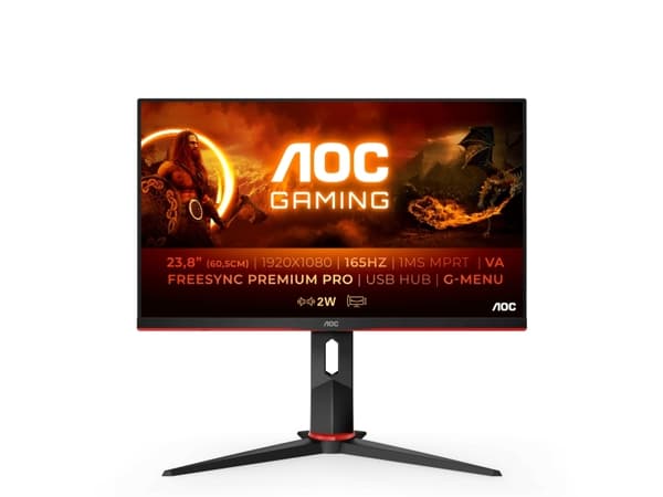 AOC 24G2SPU/BK PC-skjerm 60,5 cm (23.8") 1920 x 1080 piksler Full HD Sort, Rød Sort, Rød