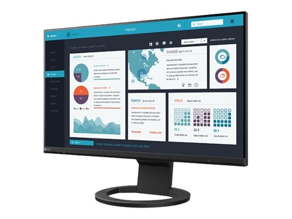 EIZO FlexScan EV2490-BK - Med FlexStand - LED-skjerm - 23.8" - 1920 x 1080 Full HD (1080p) @ 60 Hz - IPS - 250 cd/m² - 1000:1 - 5 ms - HDMI, DisplayP Sort