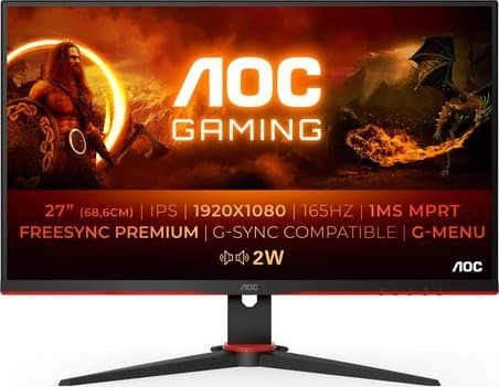 AOC G2 27G2SPAE/BK, 68,6 cm (27"), 1920 x 1080 pixlar, Full HD, LED, 1 ms, Svart, Röd Svart, Röd