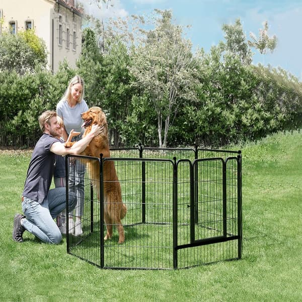 PawGiant Hundgård - 8 hörn - 68x100cm Hundhage för valpar Svart
