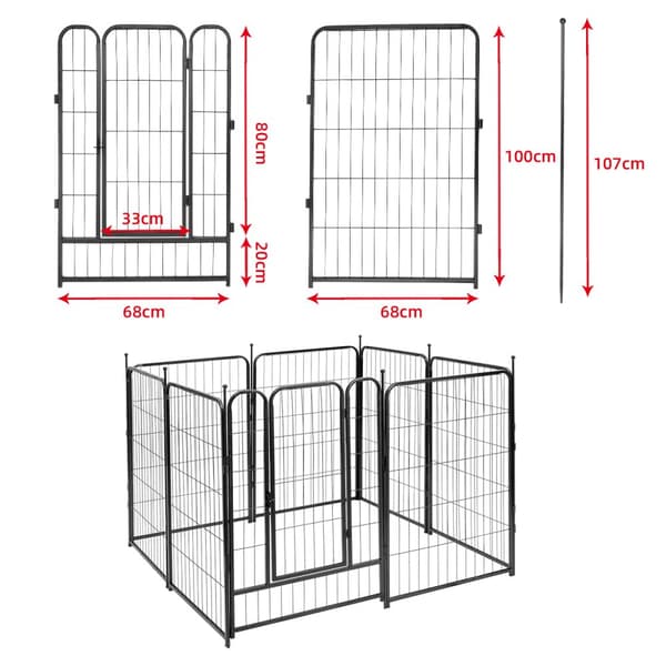 PawGiant Hundgård - 8 hörn - 68x100cm Hundhage för valpar Svart