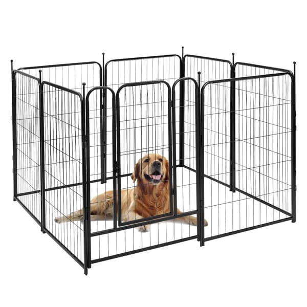 PawGiant Hundgård - 8 hörn - 68x100cm Hundhage för valpar Svart