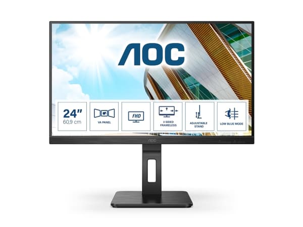 AOC P2 24P2QM, 60,5 cm (23.8"), 1920 x 1080 piksler, Full HD, LED, 4 ms, Sort Sort