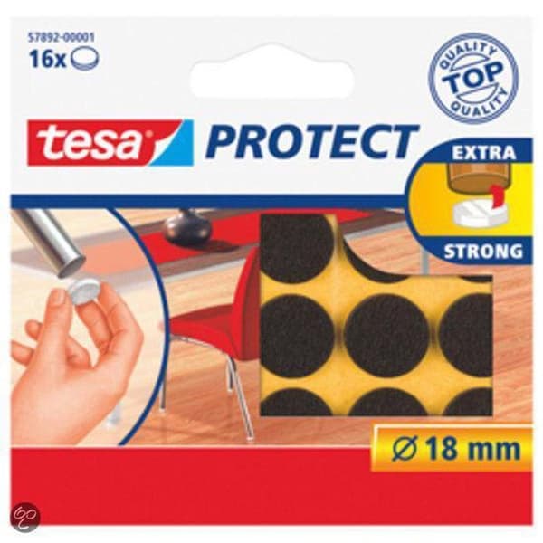 Tesa Skyddsfilt - Brun - Ø 18 mm - 16 Styck