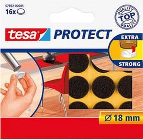 Tesa Skyddsfilt - Brun - Ø 18 mm - 16 Styck