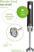 Miniatyrbild 7 av 8: Adler AD 4617 - Stavmixer - 300 Watt - svart