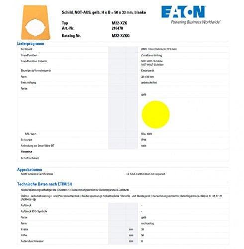 Eaton EMERGENCY STOP -kyltti tyhjä M22-XZK (216470)