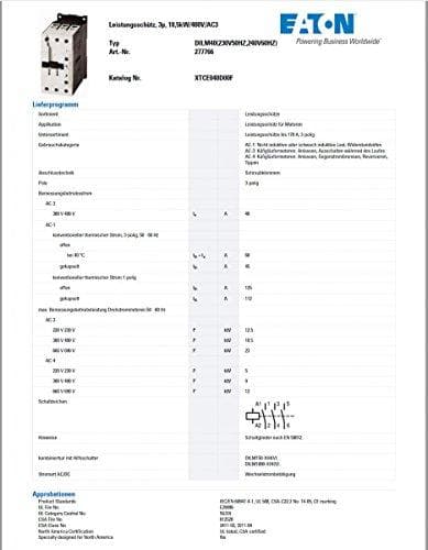 EATON kontaktor DILM40(230V50HZ,240V60HZ) DILM40(230V50HZ,240V (277766)