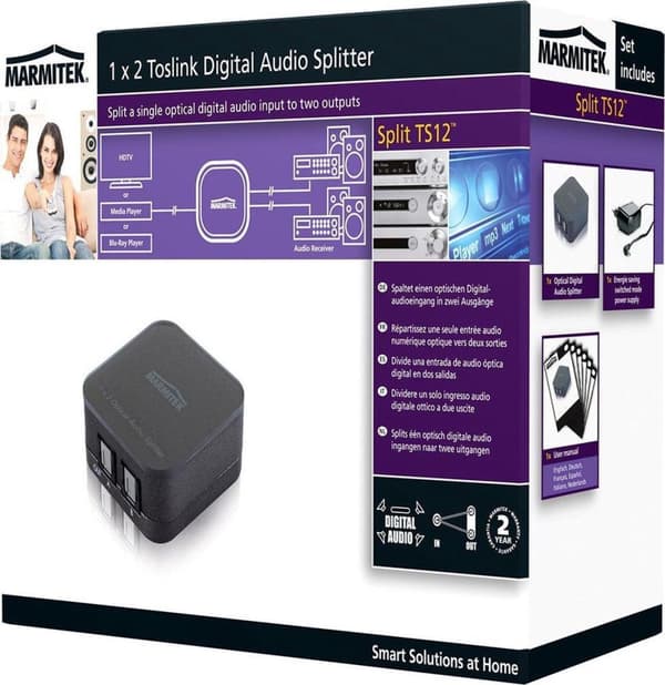 Marmitek Split TS12 digital optisk Toslink audio splitter 1 ind - 2 ud
