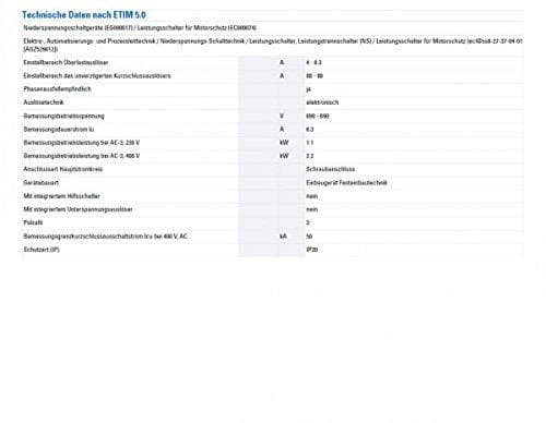 MOOTTORIN SUOJAUS Kytkin 6.3A 3P PKZM01 6.3