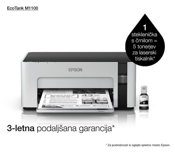 Epson EcoTank M1100 - 15 000 sidor per månad - 1440 x 720 DPI - ESC P,ESC/PR - svart - pappersfack - pigmentbaserat bläck (C11CG95403)