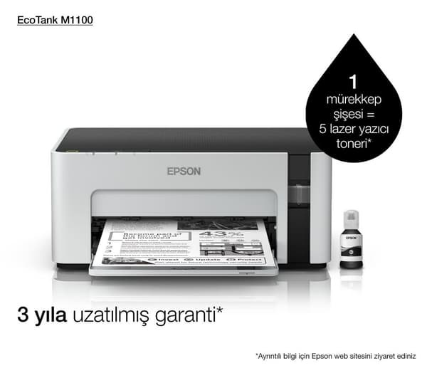 Epson EcoTank M1100 - 15 000 sidor per månad - 1440 x 720 DPI - ESC P,ESC/PR - svart - pappersfack - pigmentbaserat bläck (C11CG95403)