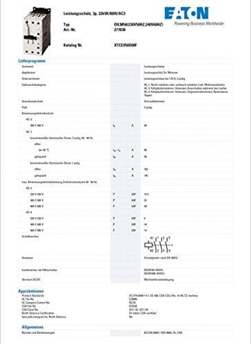 EATON kontaktor DILM50(230V50HZ,240V60HZ) DILM50(230V50HZ,240V (277830)
