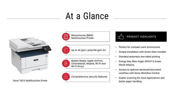 Xerox B315V_DNI - monitoimitulostin - b/w - laser - legal (216 x 356 mm) (alkuperäinen) - A4/legal (media) - jopa 39 sivua/min. (Kopioi) - jopa 40 siv