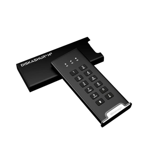 iStorage diskAshur M2 - ekstern harddisk - M2 SSD - 1 TB - USB - 256-bit - Sort