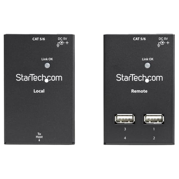 StarTech.com 4-portars USB 2.0 över Cat5 eller Cat6 Extender - upp till 40m Cat 5 eller 50m Cat 6 - Kostnadseffektiv / kompakt USB-förlängare