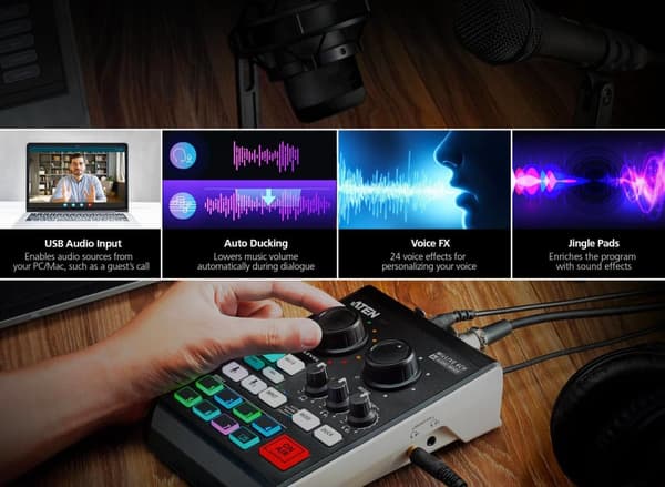ATEN MicLIVE 6-CH - Ääniliitäntä - 24-bittinen - 96 kHz - USB-C