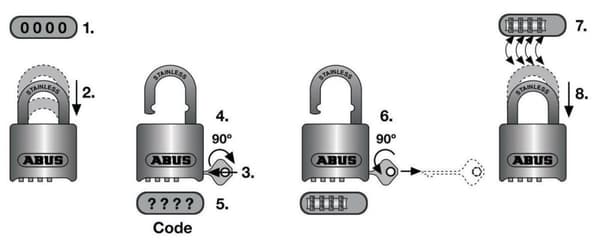 Abus 180IB/50 mässing Kombinationslås 53 x 75 mm