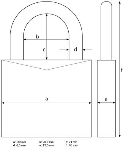 ABUS 3770-20 riippulukko 45/40 messingistä - sarja 3 - tarkkuussylinterillä sienipään tapeilla - 11825 - taso 4 - messinginvärinen