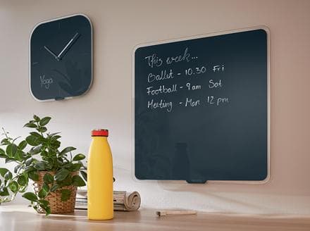 Leitz Cozy Silent Glass Väggklocka - Skrivbar väggklocka inklusive markör - Idealisk för hemmakontor / läxor - Sammetsgrå