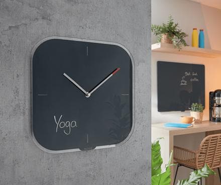 Leitz Cozy Silent Glass Väggklocka - Skrivbar väggklocka inklusive markör - Idealisk för hemmakontor / läxor - Sammetsgrå